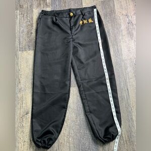 Men’s Medium Black Anime Cosplay Jogger Pants with Gold Embroidery Sold As Is